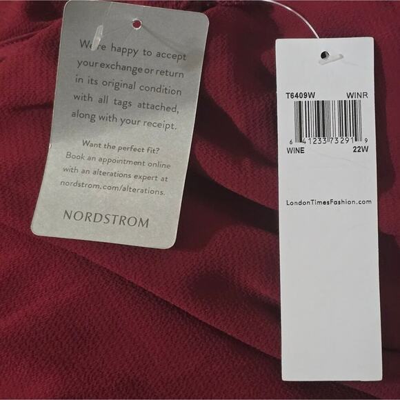 London Times Women's Pleat Neck Rhododendron Wide Leg Jumpsuit Plus Size 22W New - Picture 13 of 13